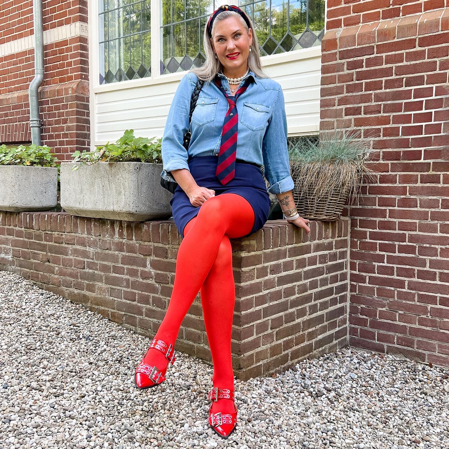 Semi-Opaque 50 Den Tights - Sangria - Image 5