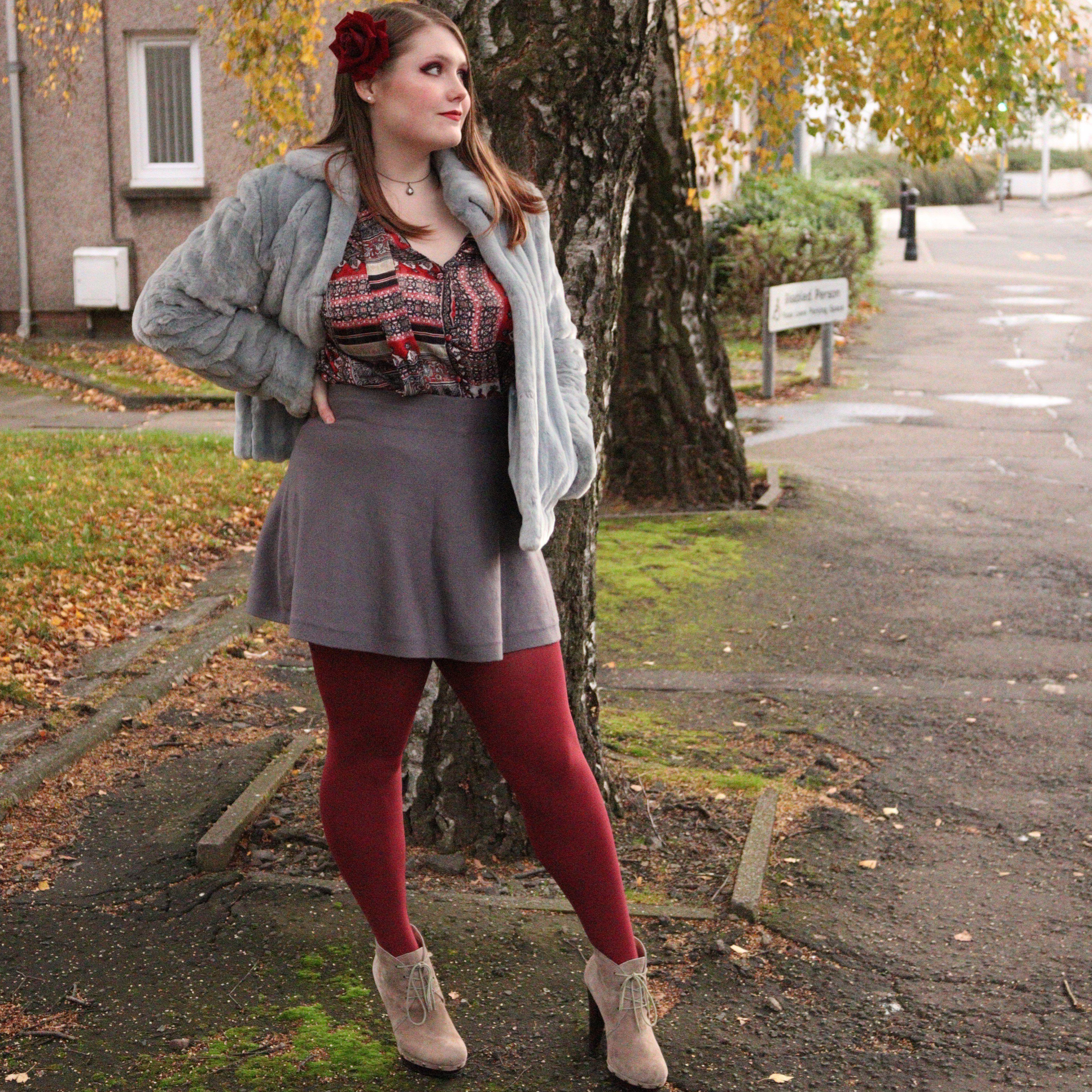 Opaque 80 Den Tights - Burgundy - Image 4