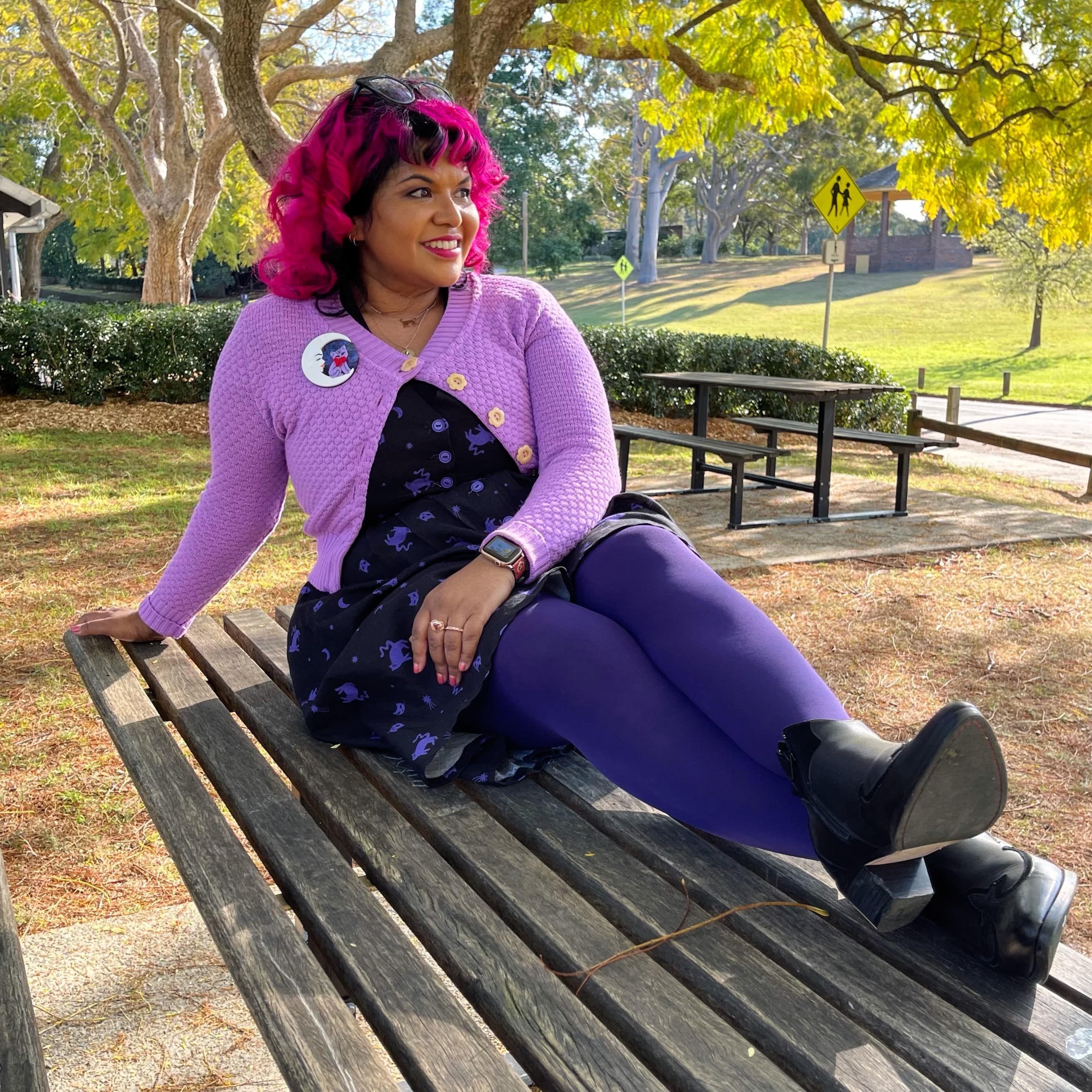 Opaque 80 Den Tights - Suffragette Purple - Image 10