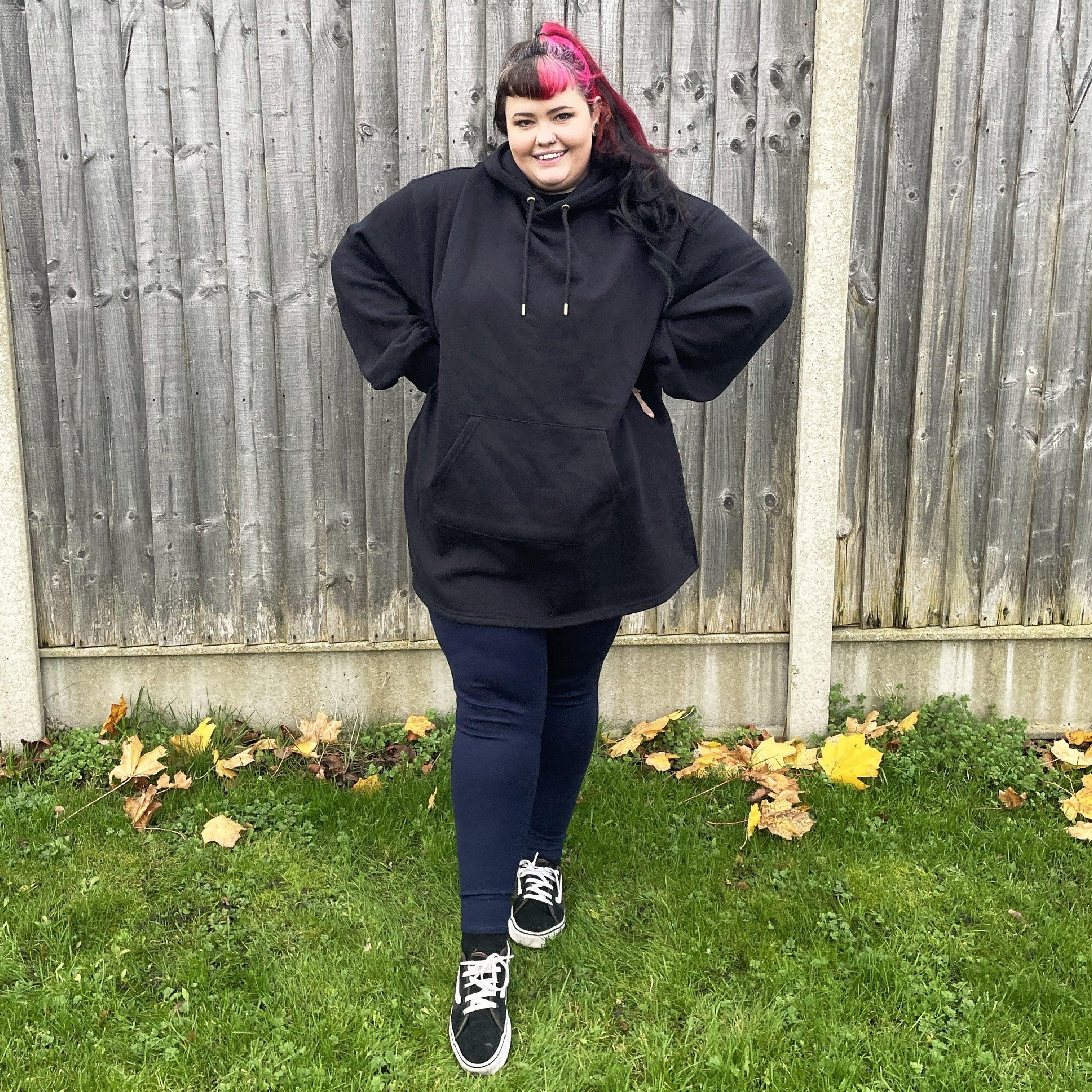 Organic Cotton Longline Hoodie - Black - Image 19