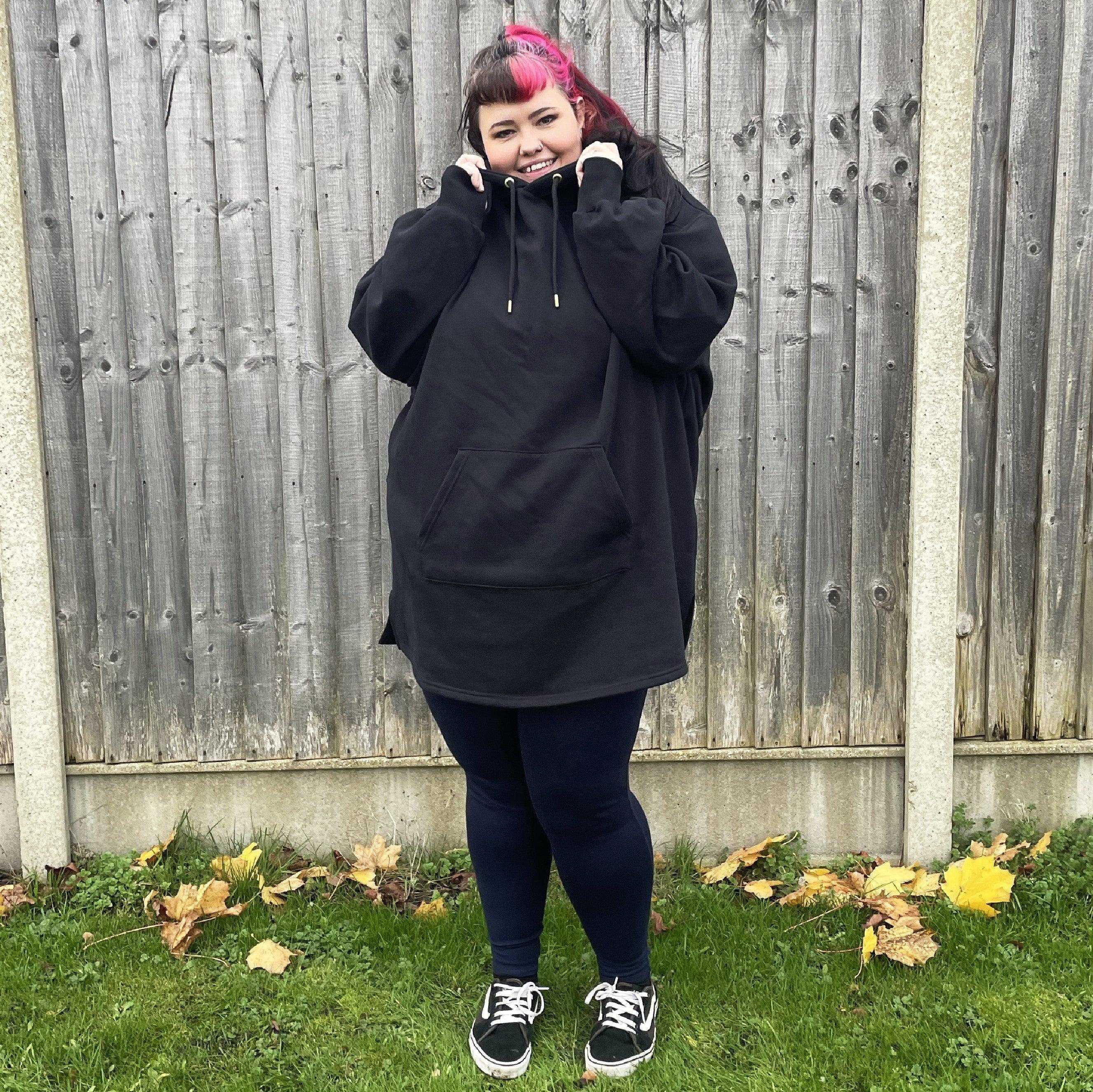 Organic Cotton Longline Hoodie - Black - Image 3
