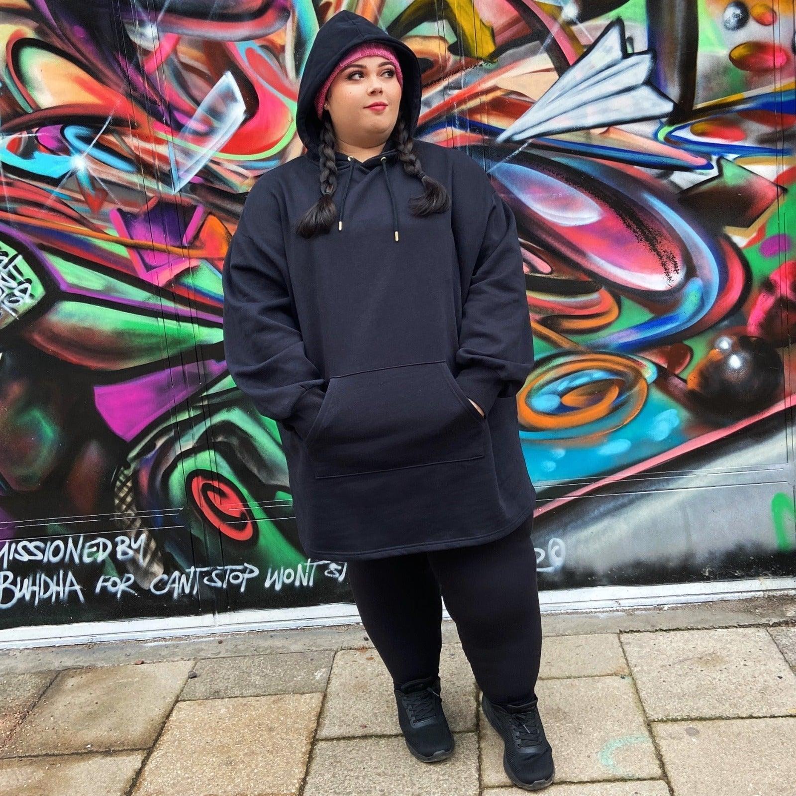 Organic Cotton Longline Hoodie - Black - Image 52