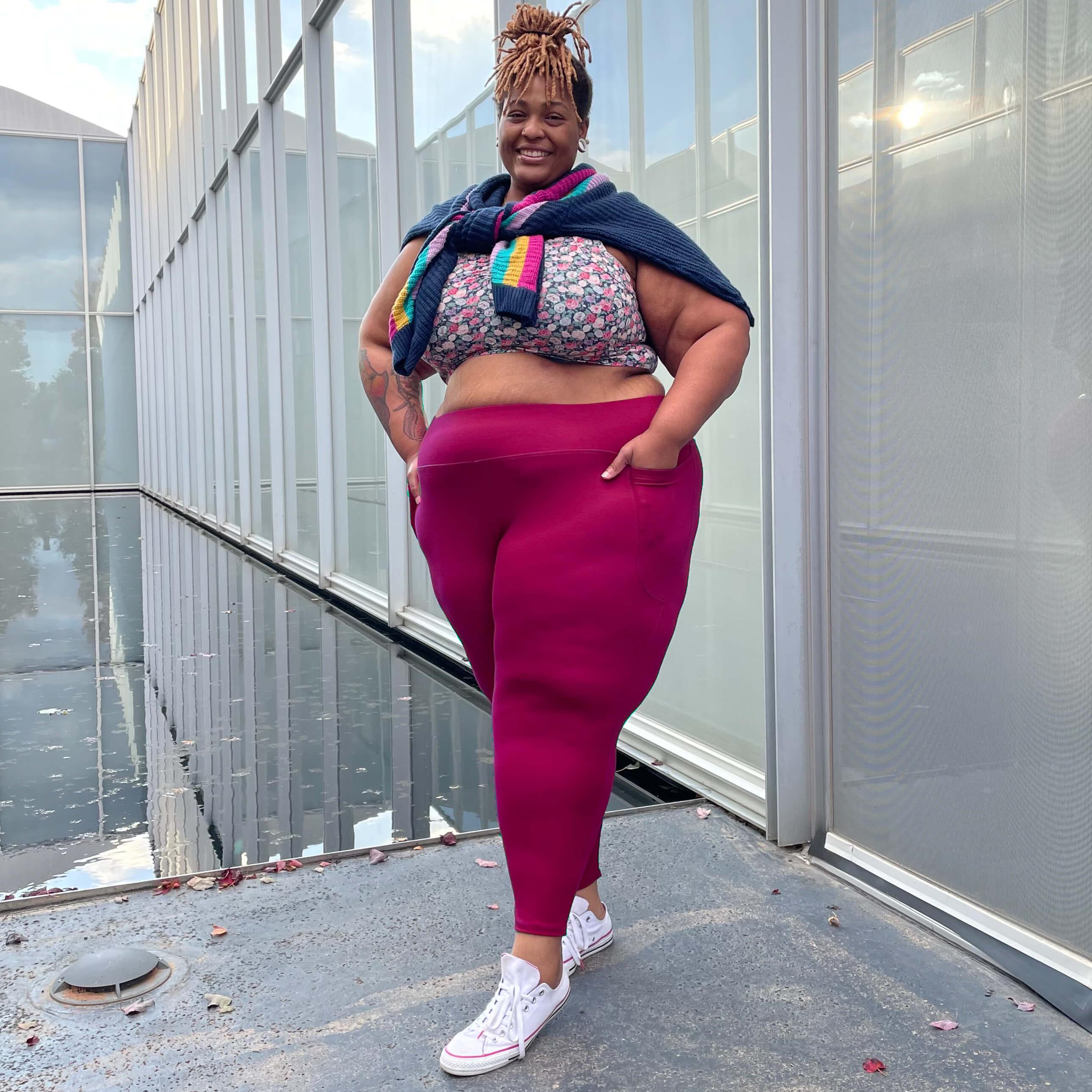Squat Proof Long Leggings - Raspberry Pie - Image 10