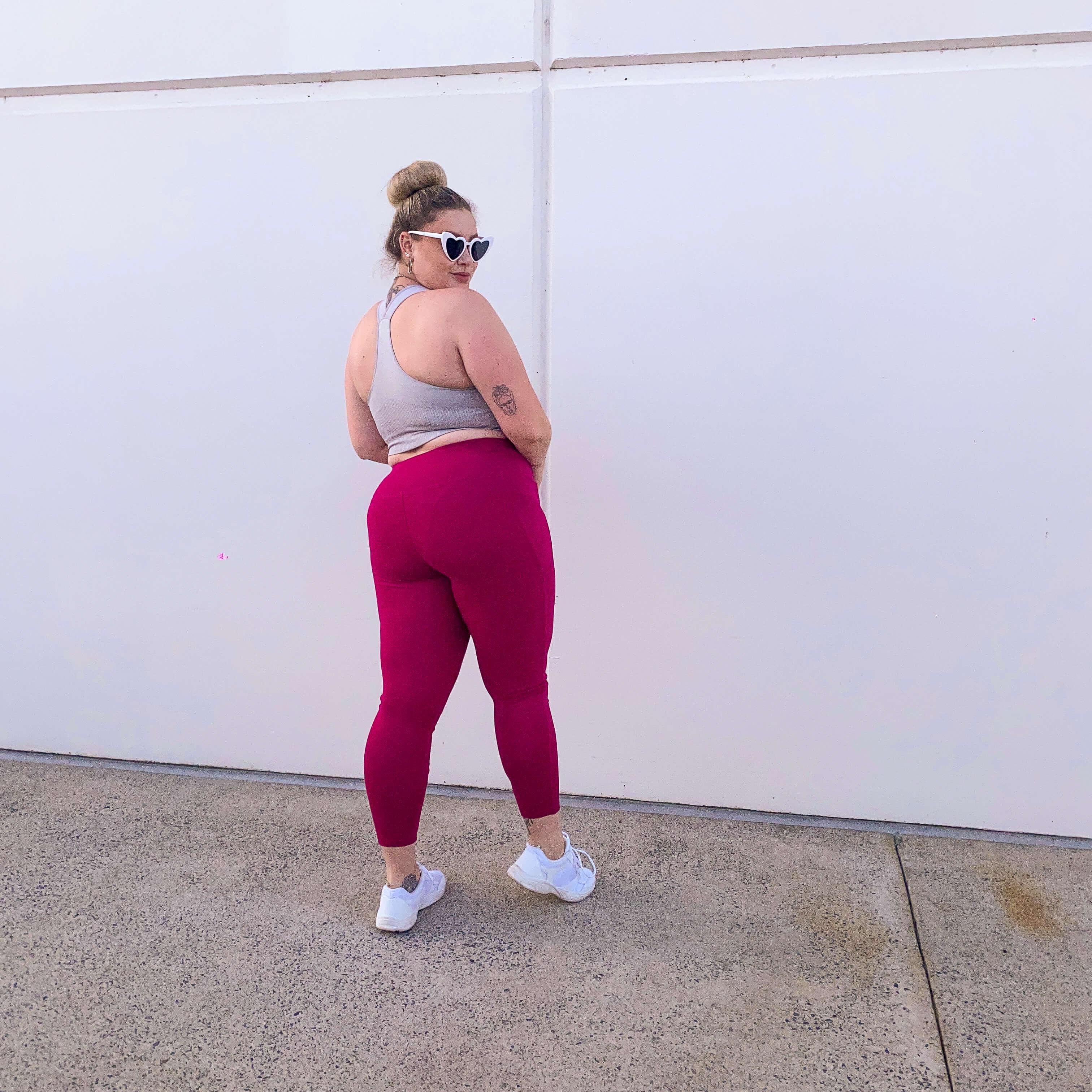 Squat Proof Long Leggings - Raspberry Pie - Image 11
