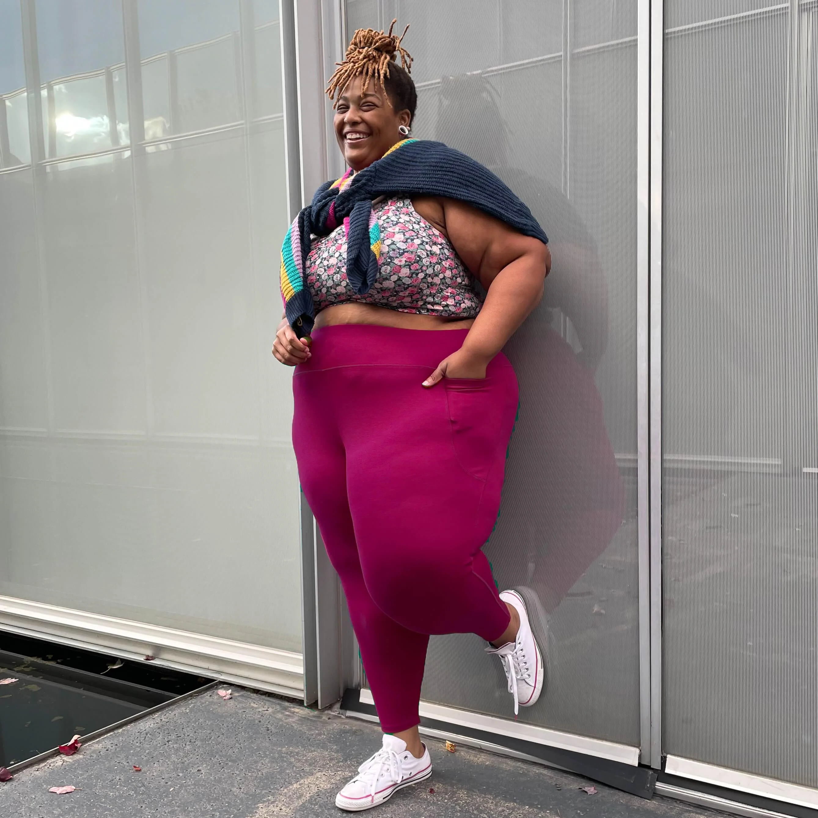 Squat Proof Long Leggings - Raspberry Pie - Image 3