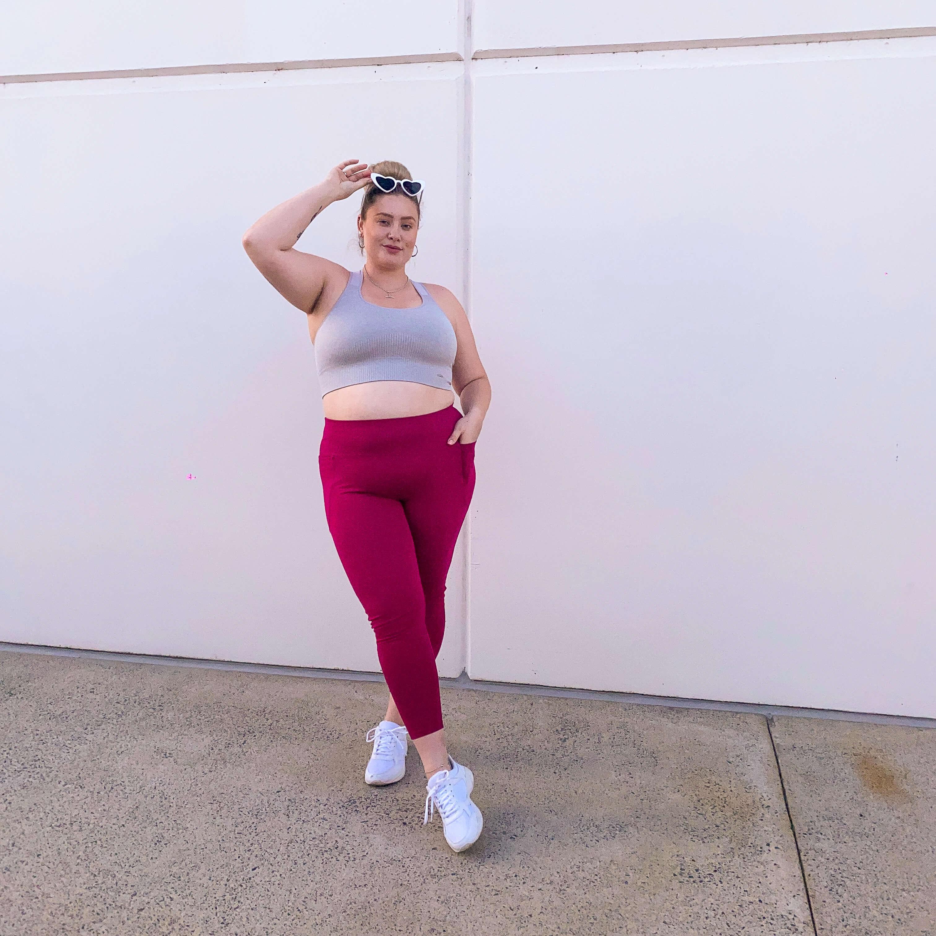 Squat Proof Long Leggings - Raspberry Pie - Image 4