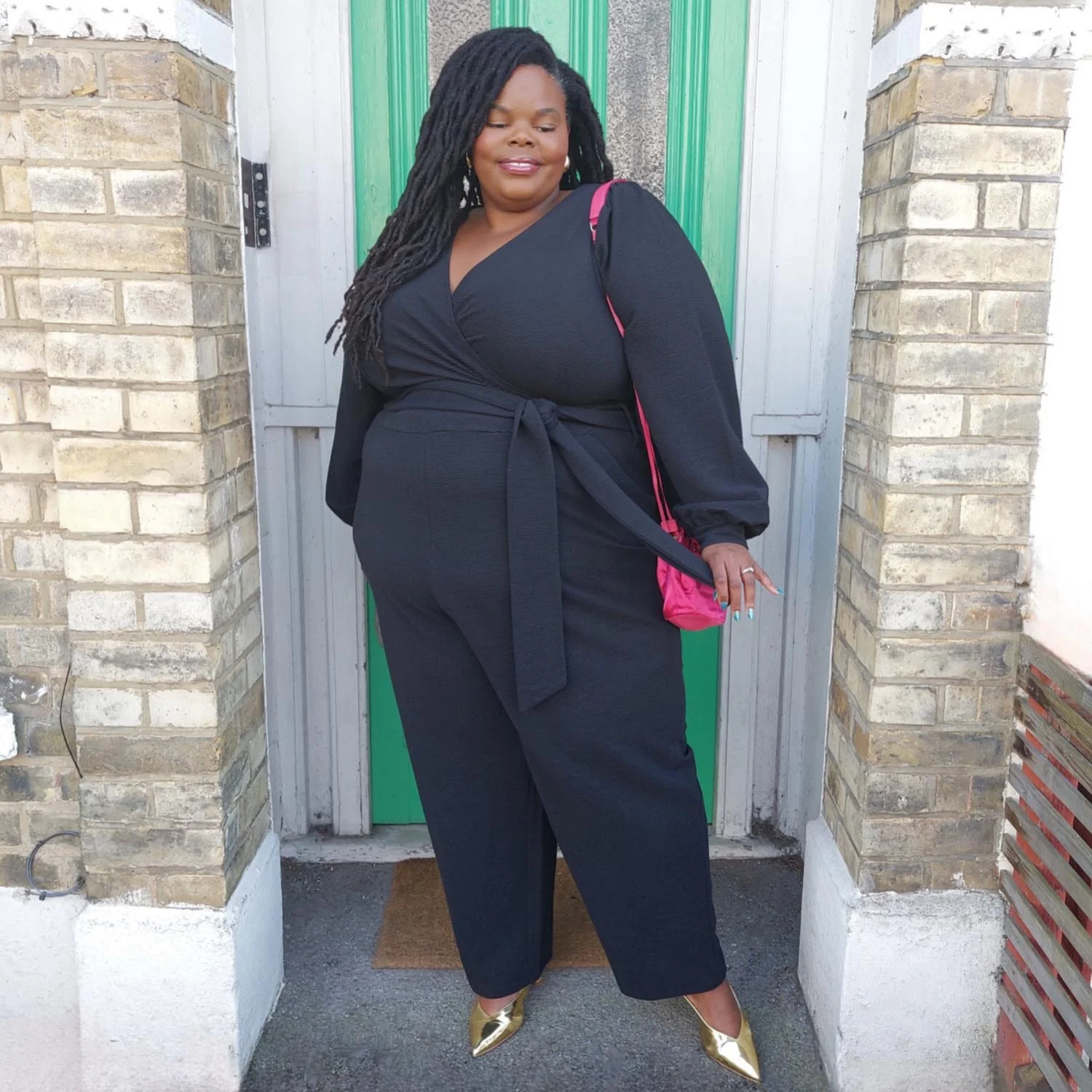 Ottoman Long Sleeve Wrap Jumpsuit - Black - Image 14