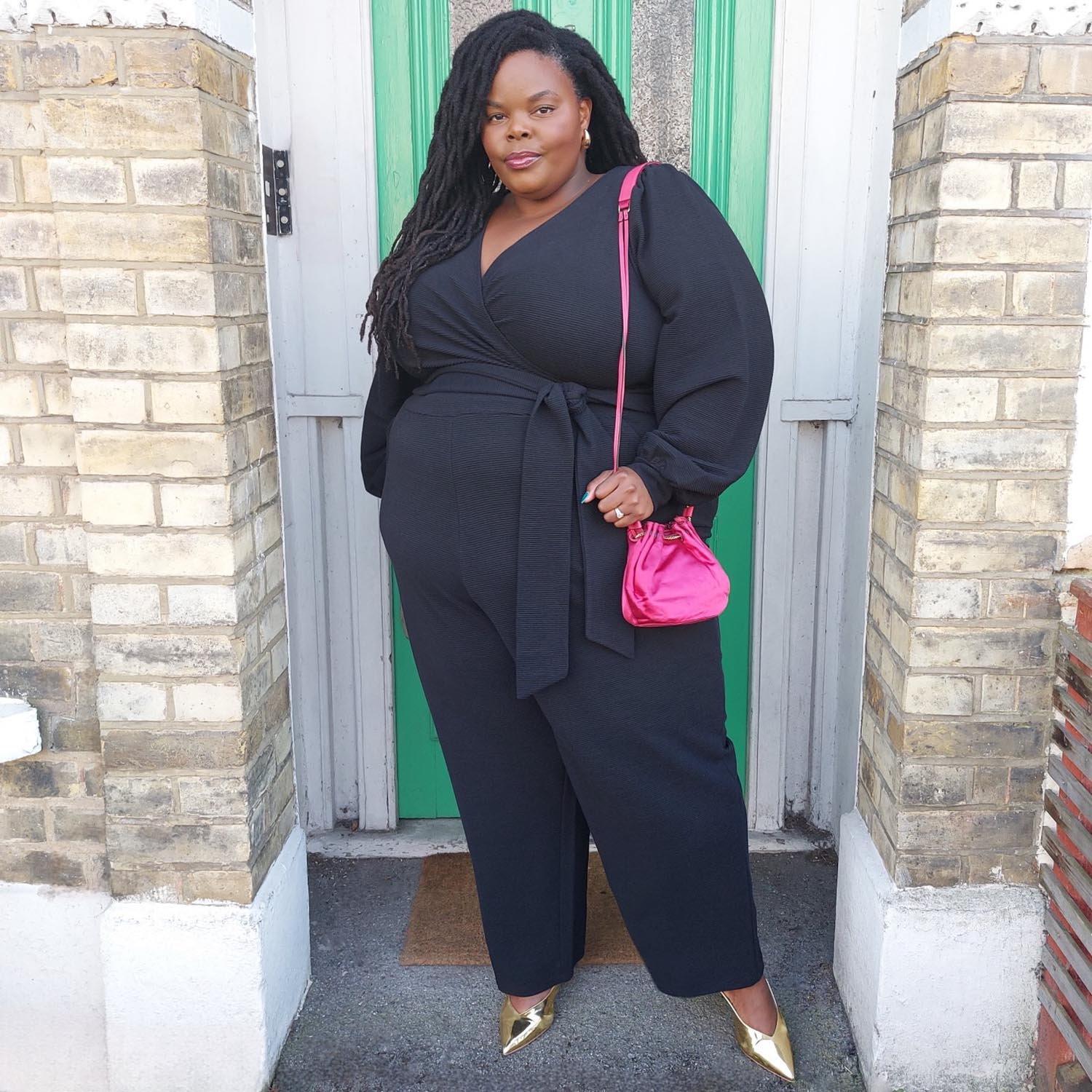 Ottoman Long Sleeve Wrap Jumpsuit - Black - Image 8