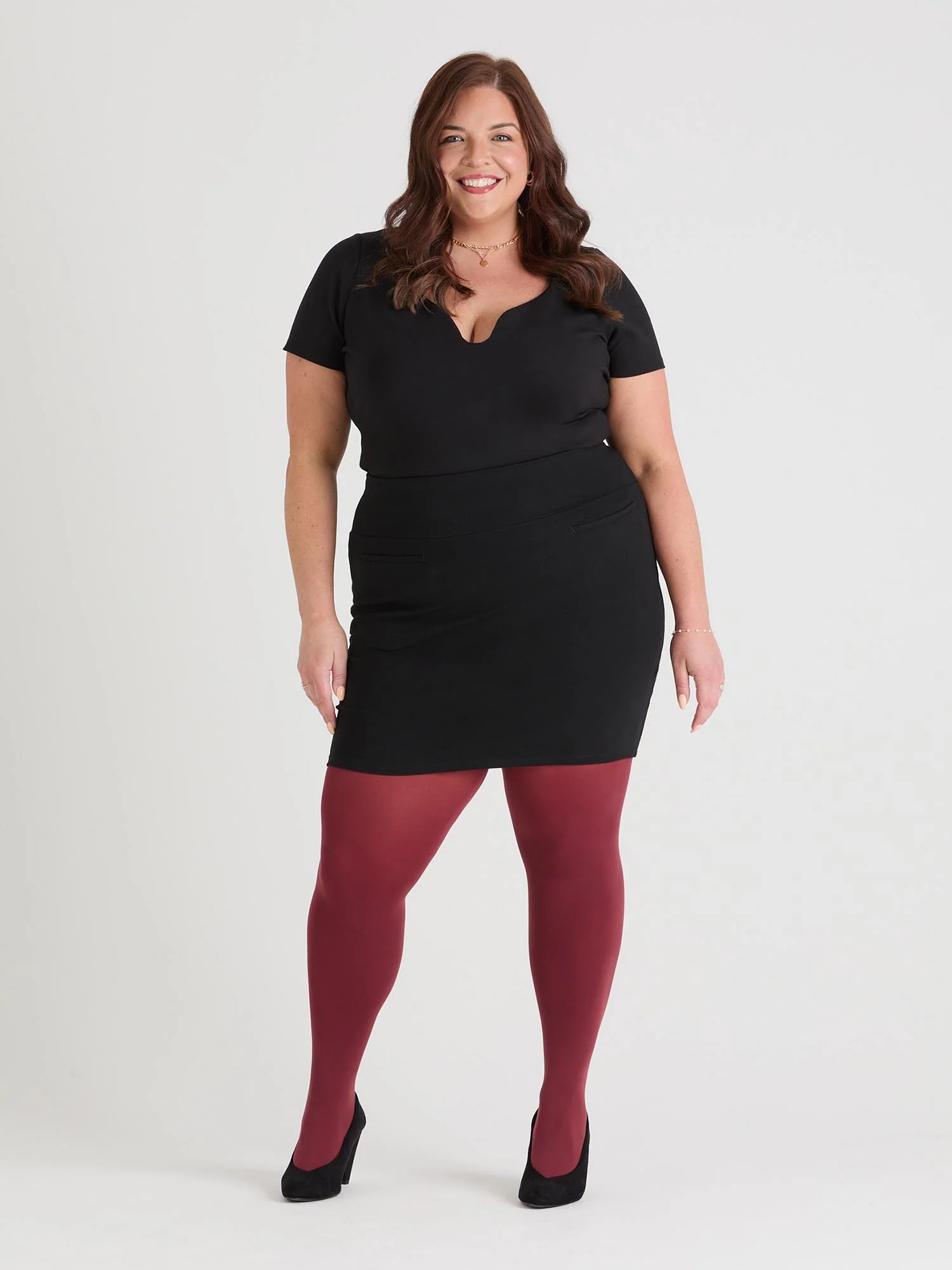 Opaque 80 Den Tights - Burgundy - Image 6